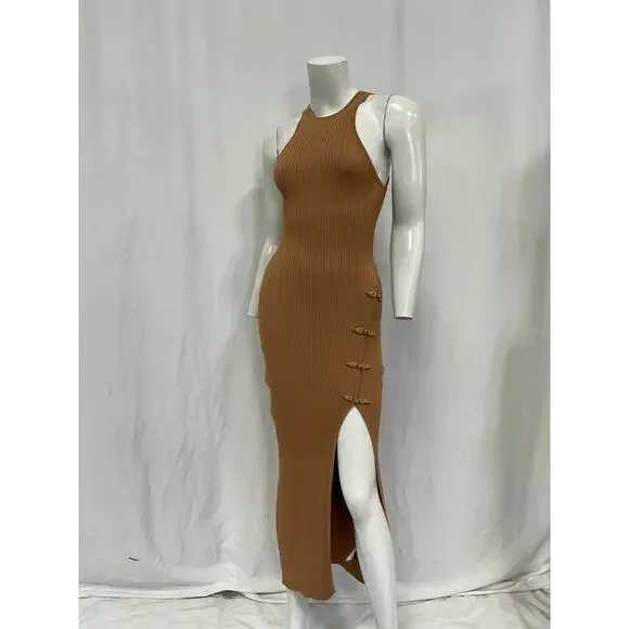 Sau Lee 'Parker' Brown Viscose Knit Dress Size 2 - Picture 2 of 5